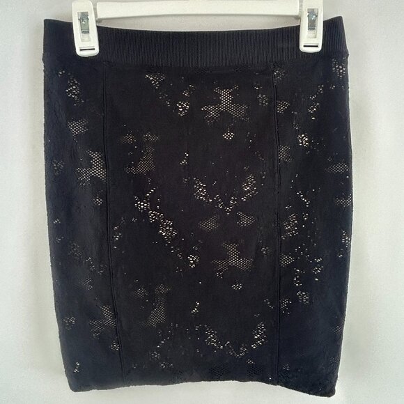 Armani Exchange Black Lace Stretch Mini Skirt • Medium M - Picture 2 of 6